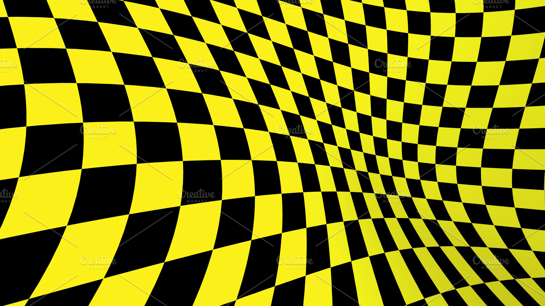 Checkered abstract wallpaper, black and yellow fabric illusion p