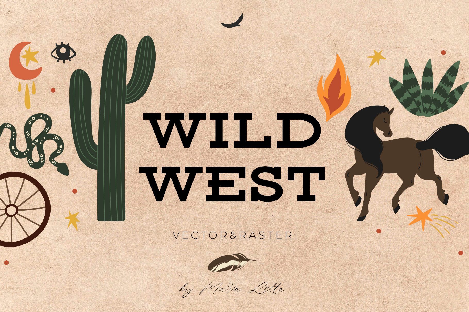 Wild West modern design set Animal Illustrations Creative Market