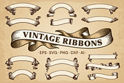 Vintage Ribbon Banners Set of 20 Graphic by Inkling Design