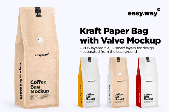 Download Kraft Paper Bag With Valve Mockup Creative Photoshop Templates Creative Market