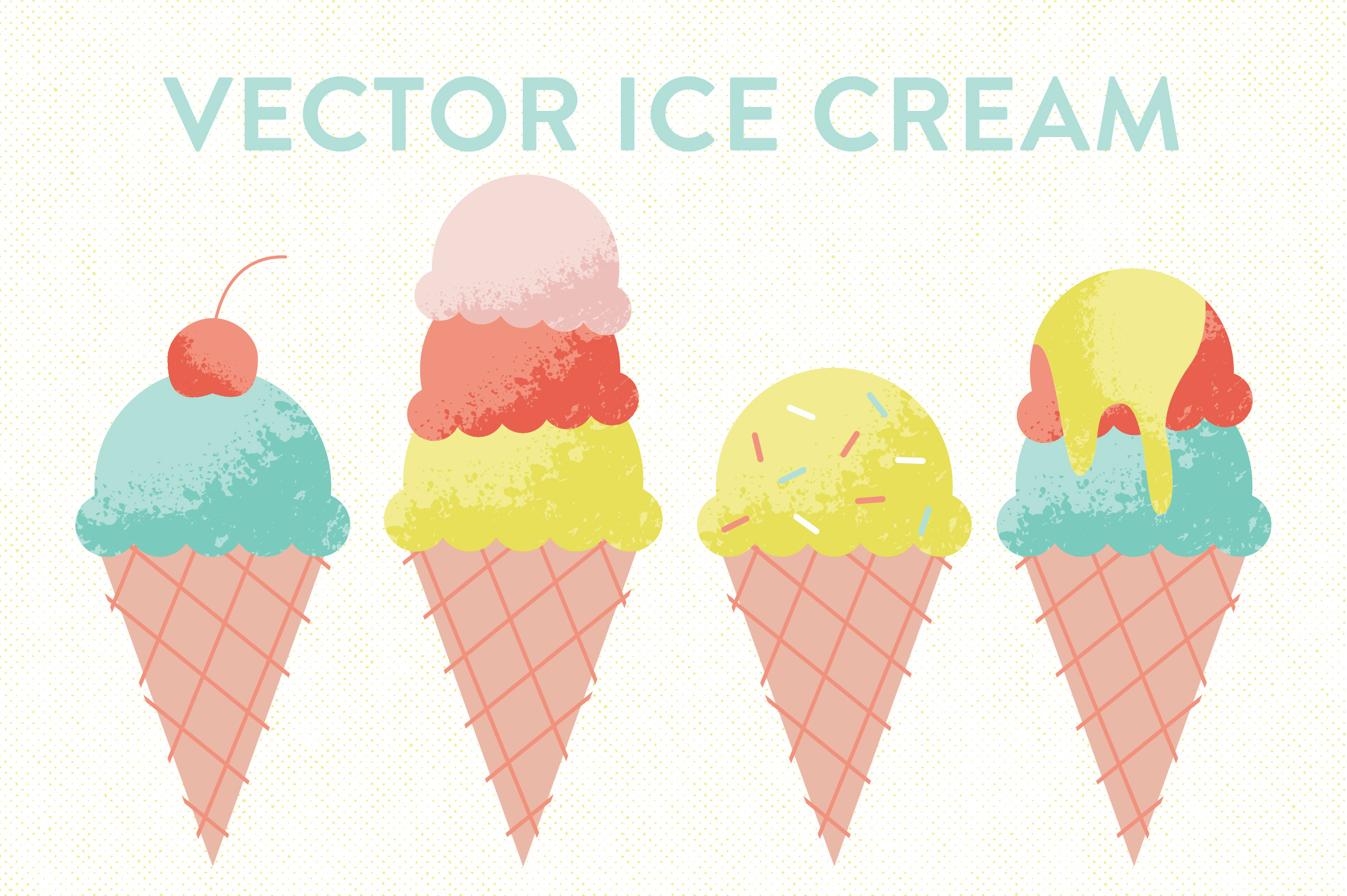 Vector Ice Cream Cones | Pre-Designed Illustrator Graphics ~ Creative