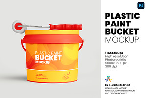 Download Glossy Plastic Paint Bucket Mockup Creative Photoshop Templates Creative Market