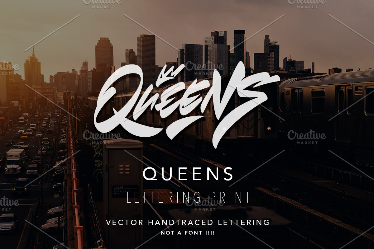 Queens Brush Lettering Logo Illustrations Creative Market