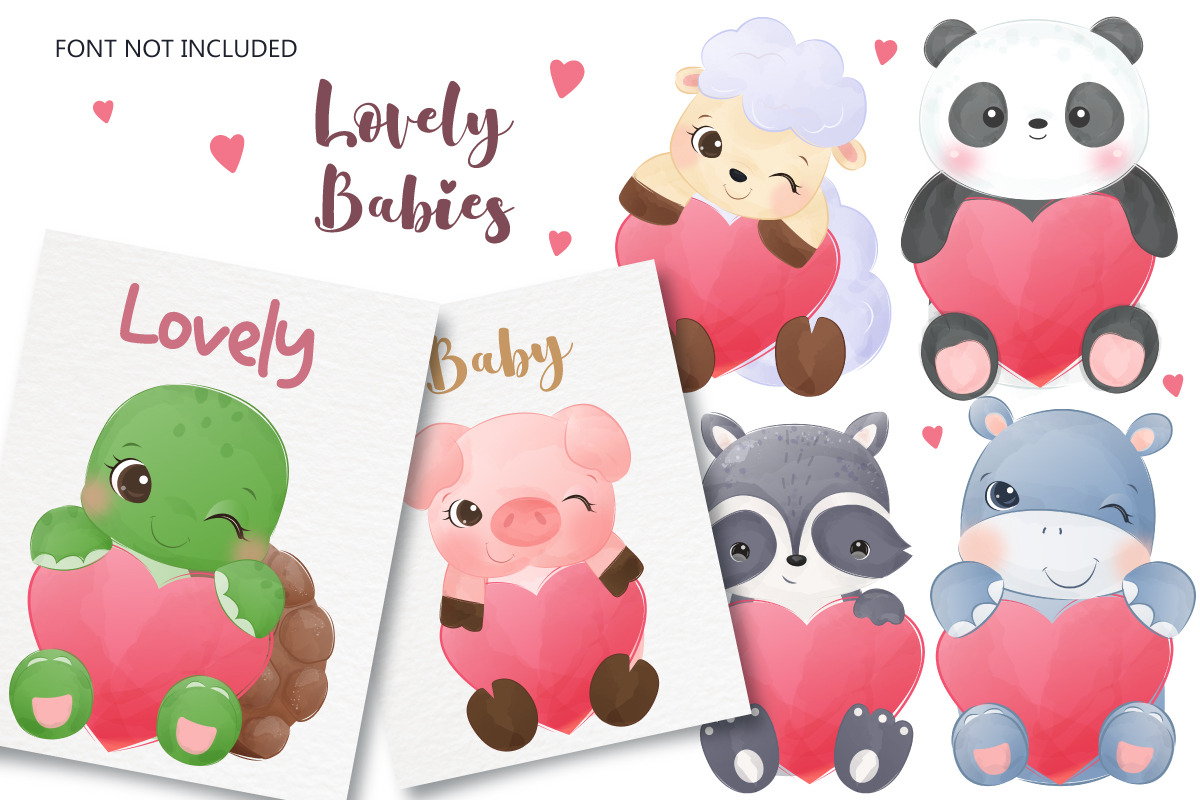 Adorable Baby Animals Clipart Set Creative Market