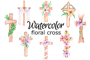 Download Watercolor Floral Crosses Pre Designed Photoshop Graphics Creative Market