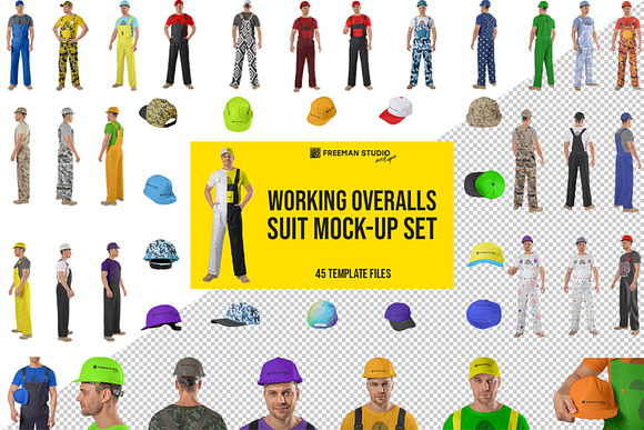 Download Working Overalls Suit Mock Up Set Creative Photoshop Templates Creative Market