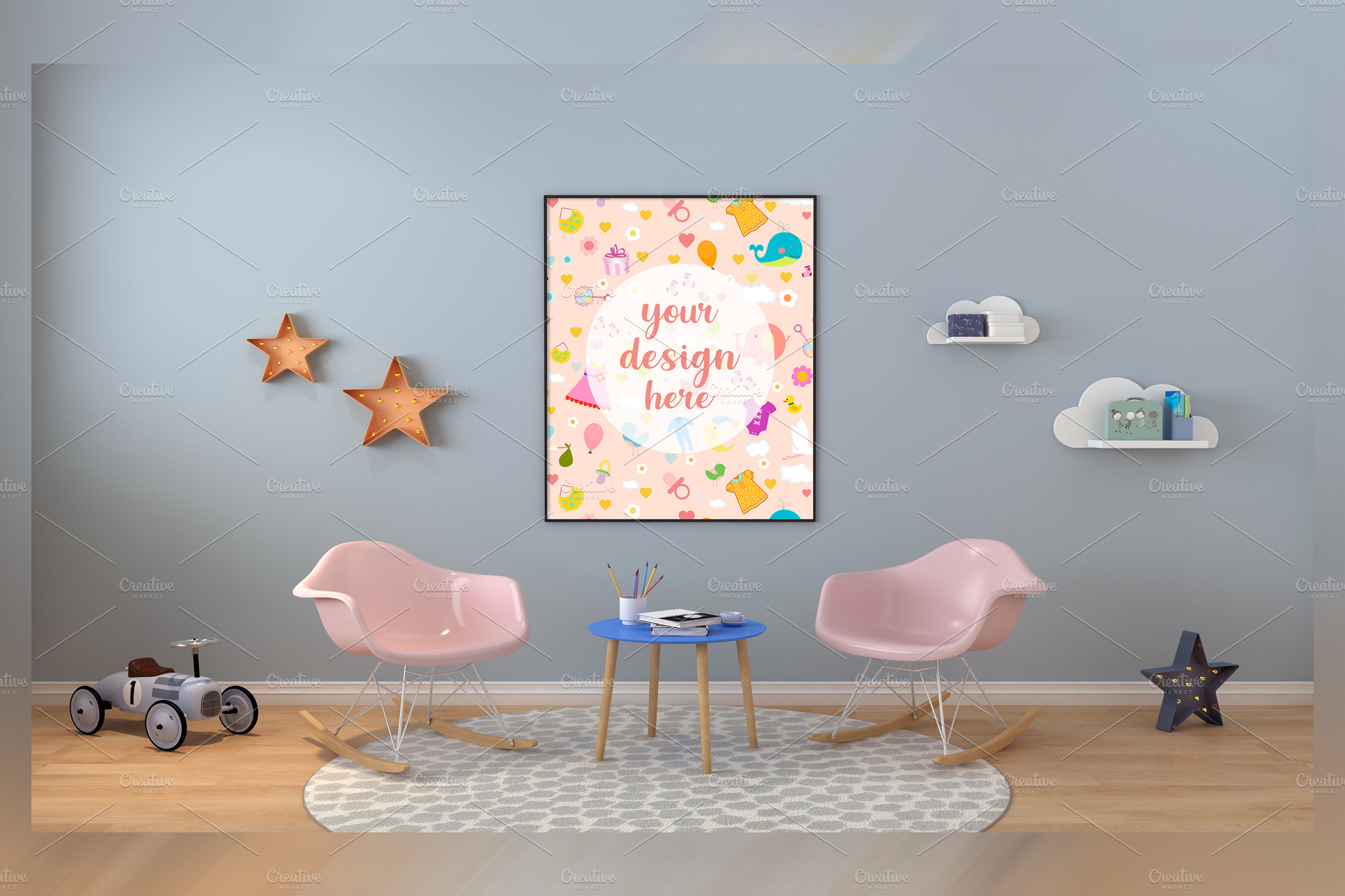 Modern Kids Room Frame Mockup 20