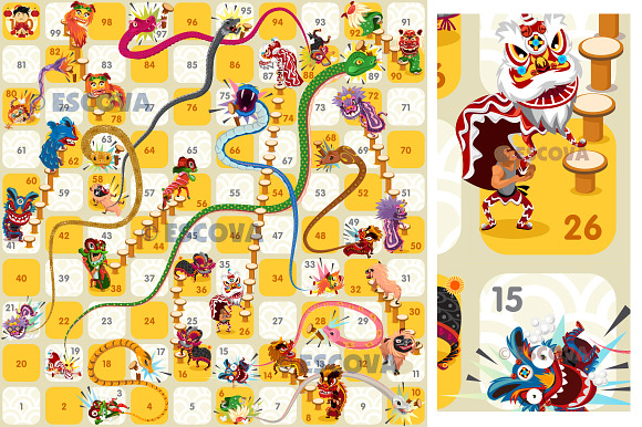 Snakes and ladders game board. Vector #Ad , #spon, #ladders#Snakes#game#Vector