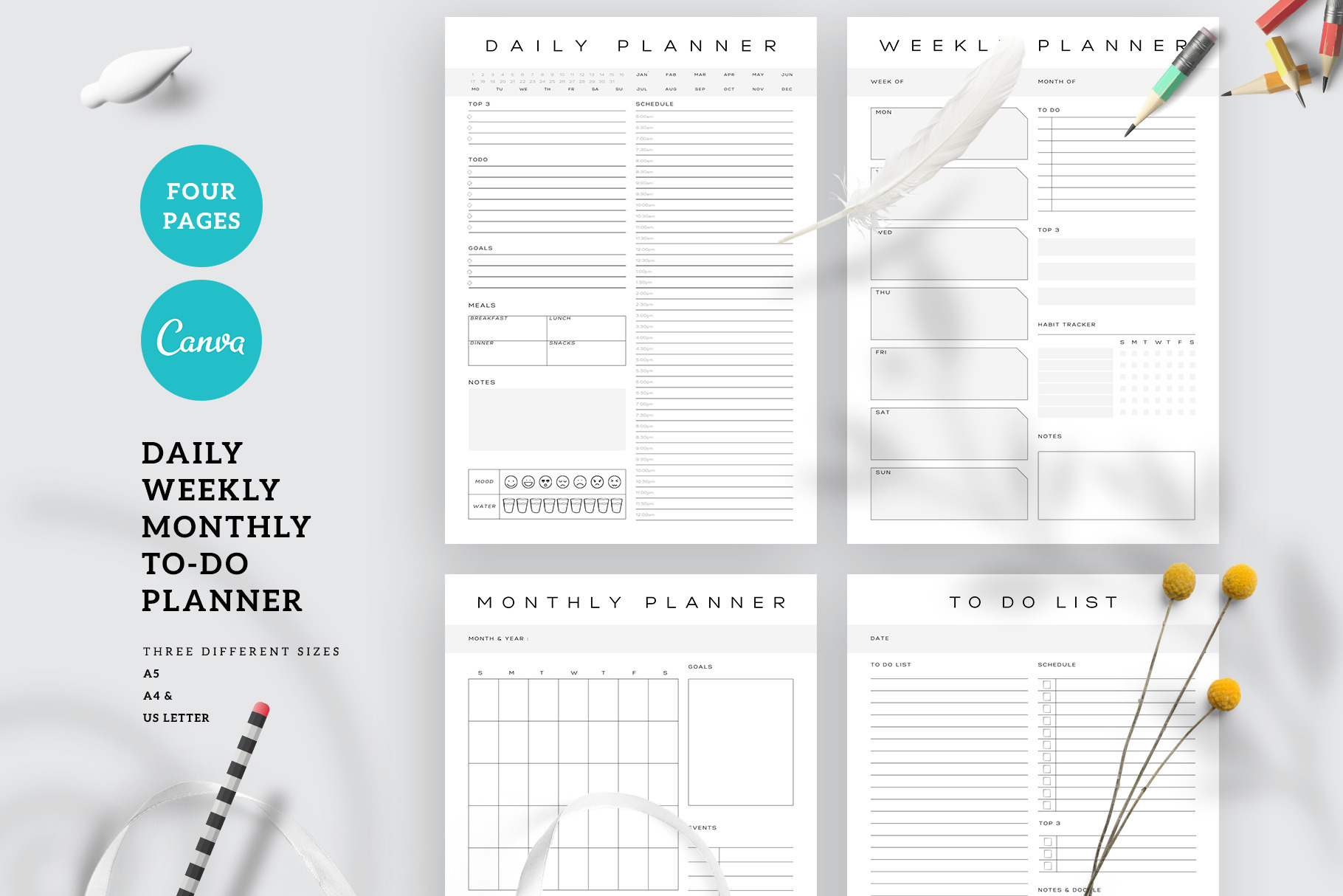 Daily weekly monthly to-do planner | Creative Market