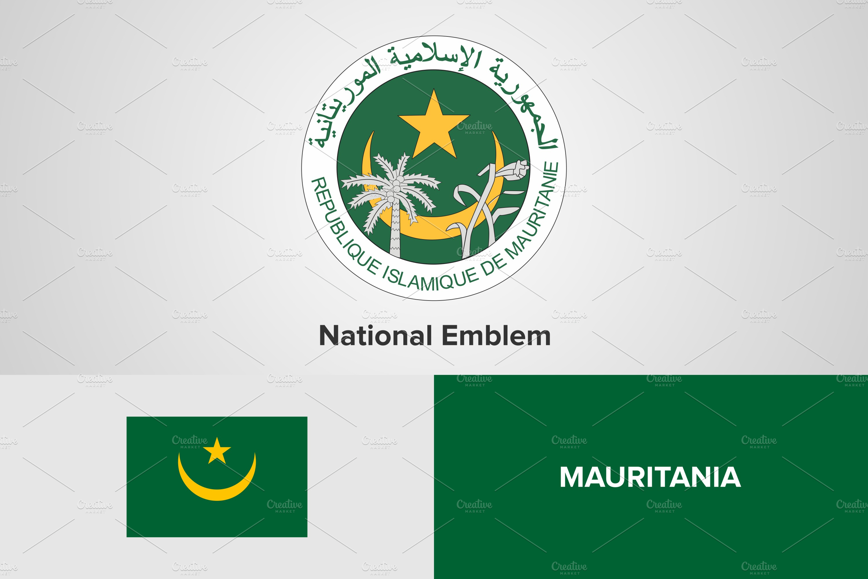 Mauritania National Emblem And Flag Object Illustrations Creative Market