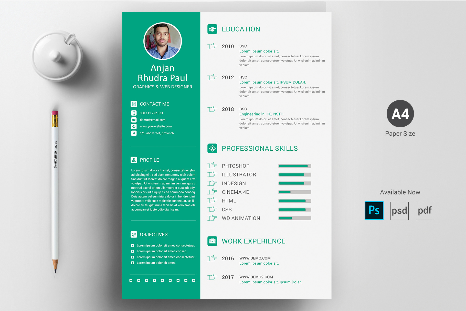 CV / Resume PSD Template | Resume Templates ~ Creative Market