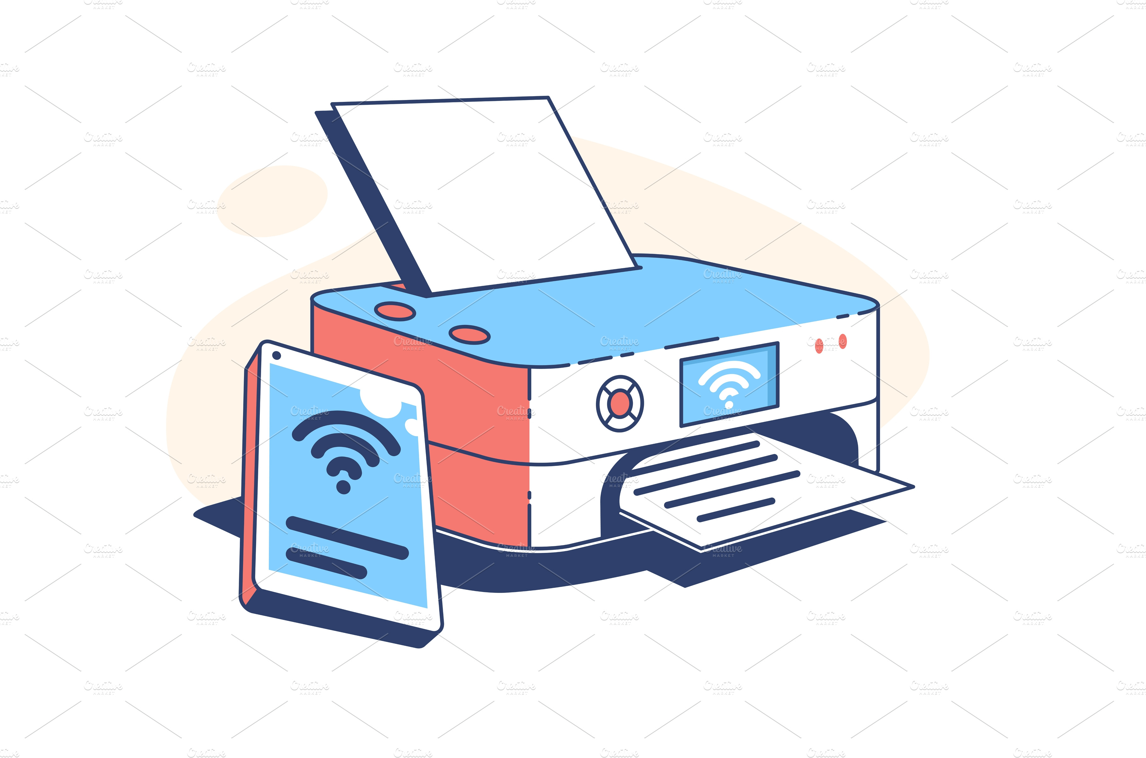 Printer machine at work | Vector Graphics ~ Creative Market