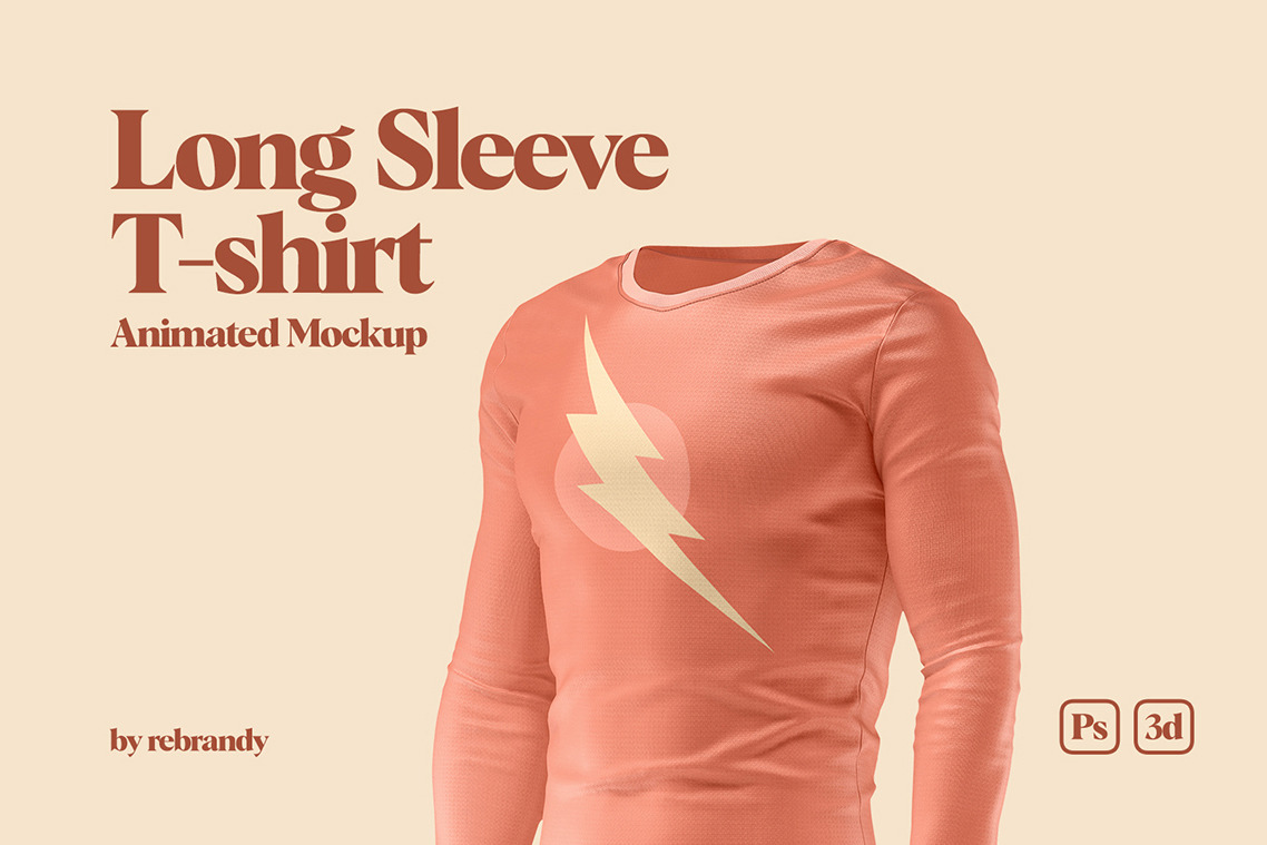 Download Long Sleeve T Shirt Animated Mockup Creative Photoshop Templates Creative Market