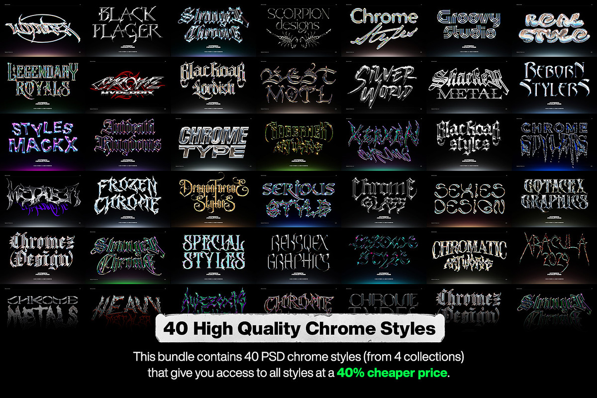 Download Chrome Text Styles Bundle Photoshop 6045441 Graphixtree