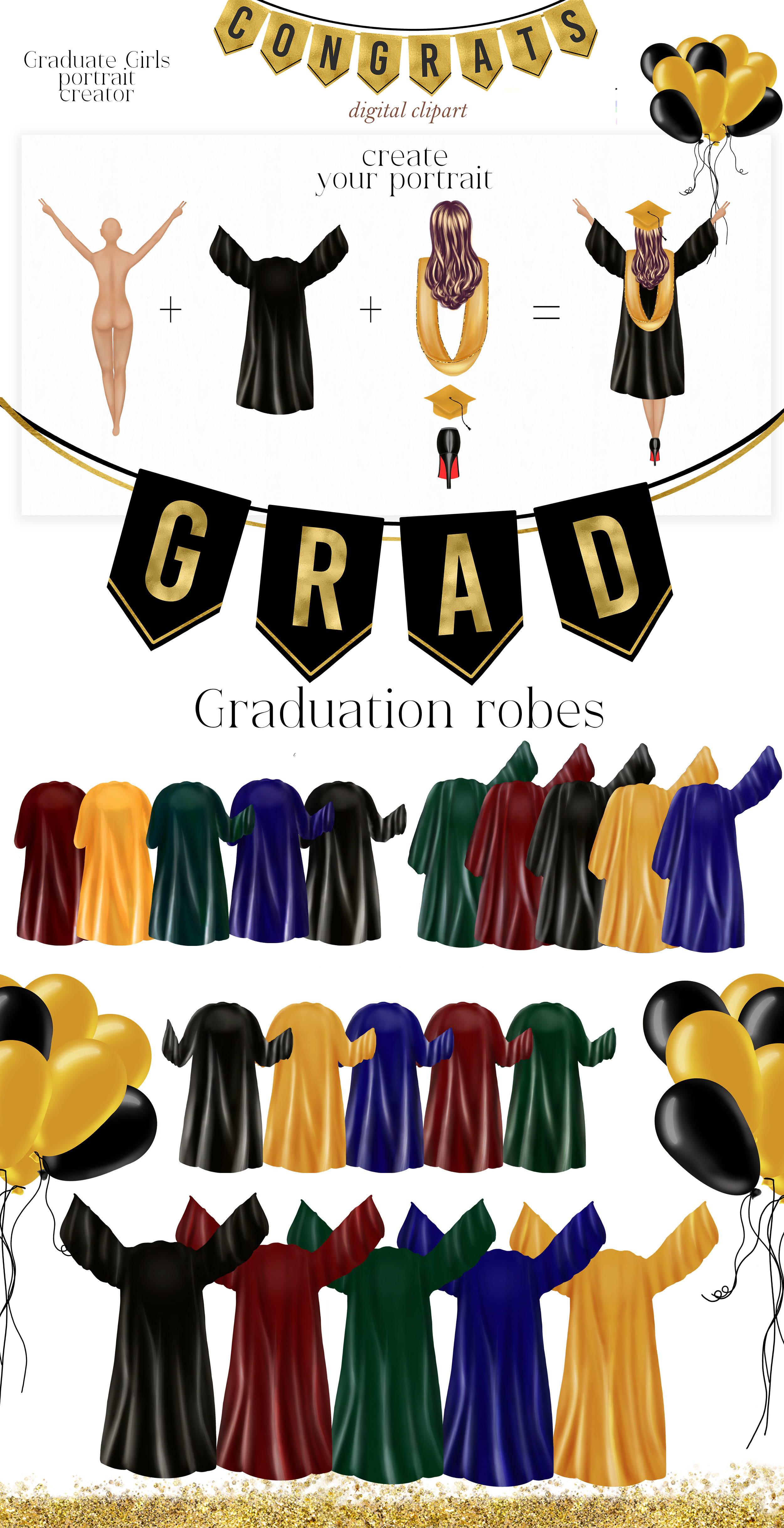 Graduation Clipart, Graduation Gift | Creative Market