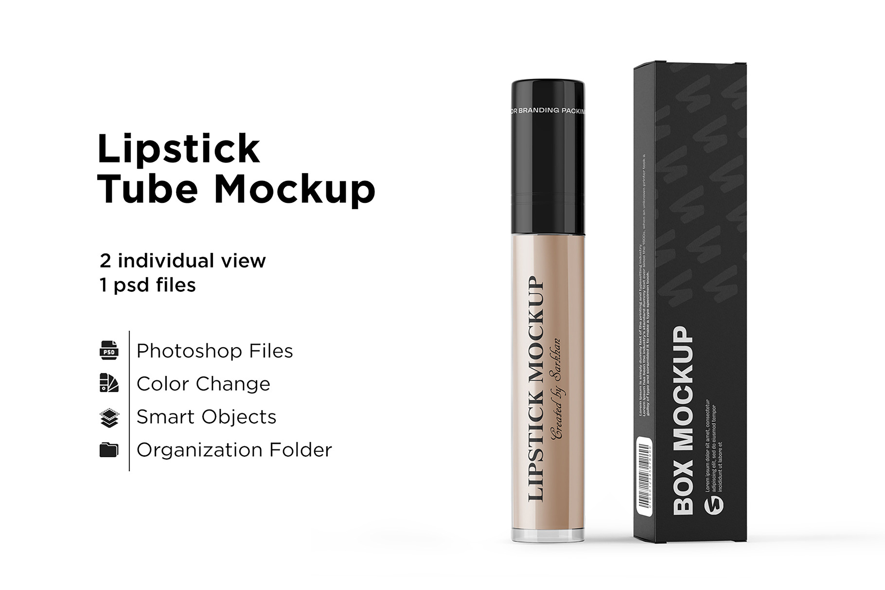 Download Lipstick Tube with Box Mockup | Creative Market