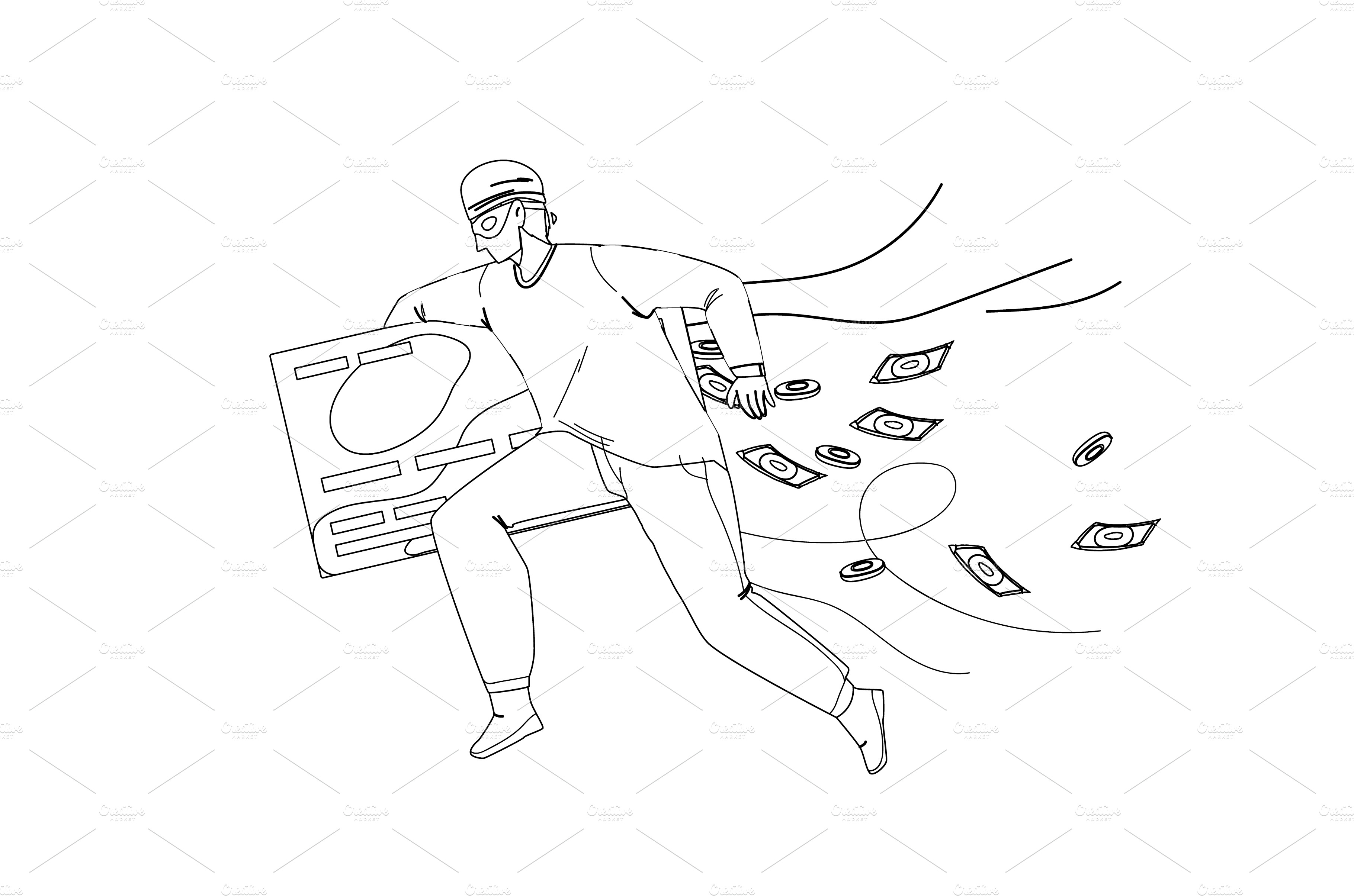 Thief Man Stealing Money From Credit Finance Illustrations Creative