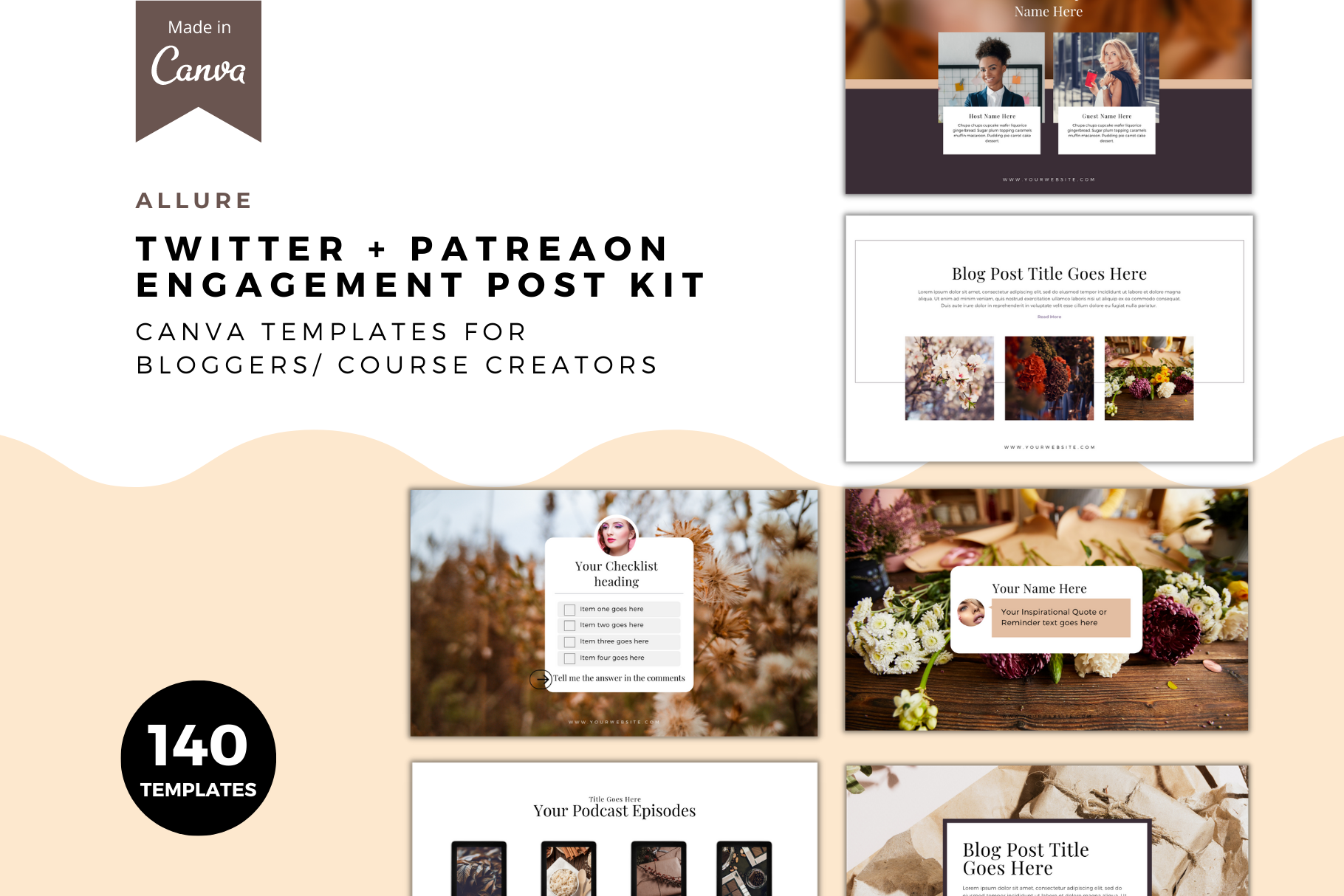 Twitter Post Templates Canva, Allure Creative Market