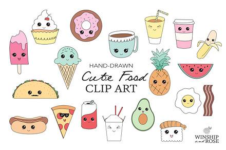 Cute Kawaii Food Clipart Collection 10974192 Vector Art at Vecteezy