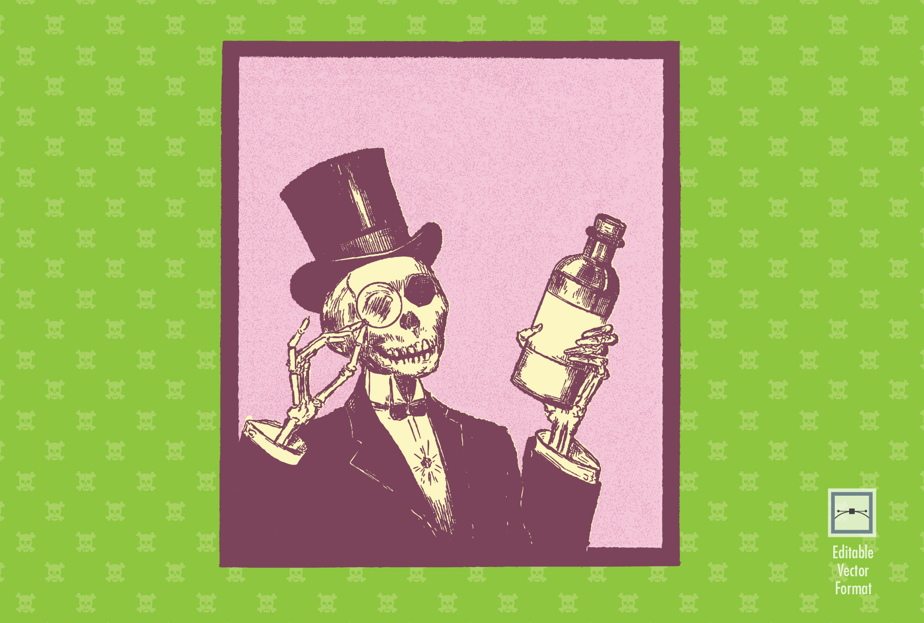 Skeleton with Poison Bottle | Pre-Designed Illustrator Graphics