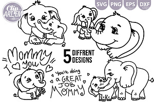 Download Elephant Mommy Baby 5 Svg Bundle Pre Designed Vector Graphics Creative Market