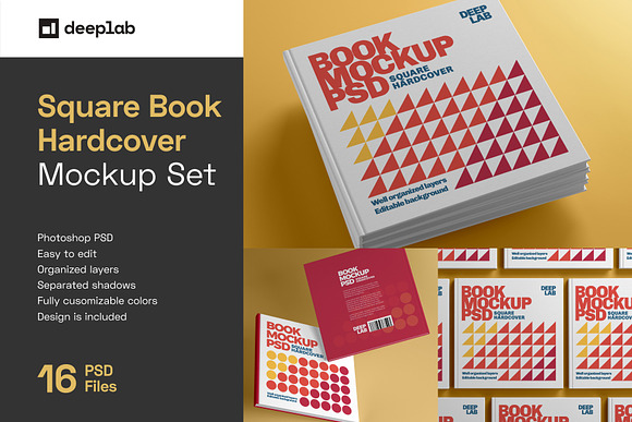 Download Square Book Hardcover Mockup Set Creative Photoshop Templates Creative Market