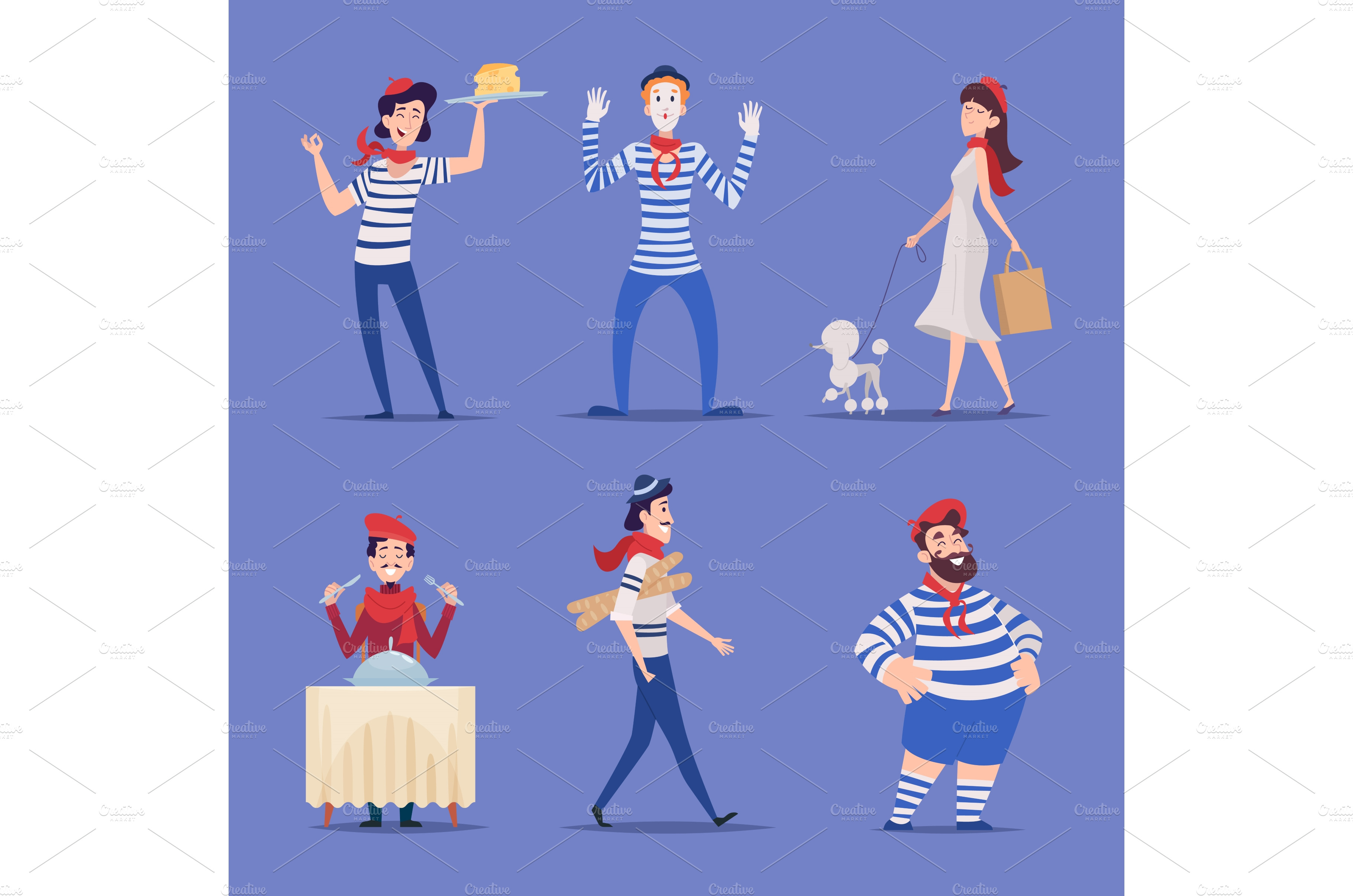 french-characters-authentic-background-graphics-creative-market