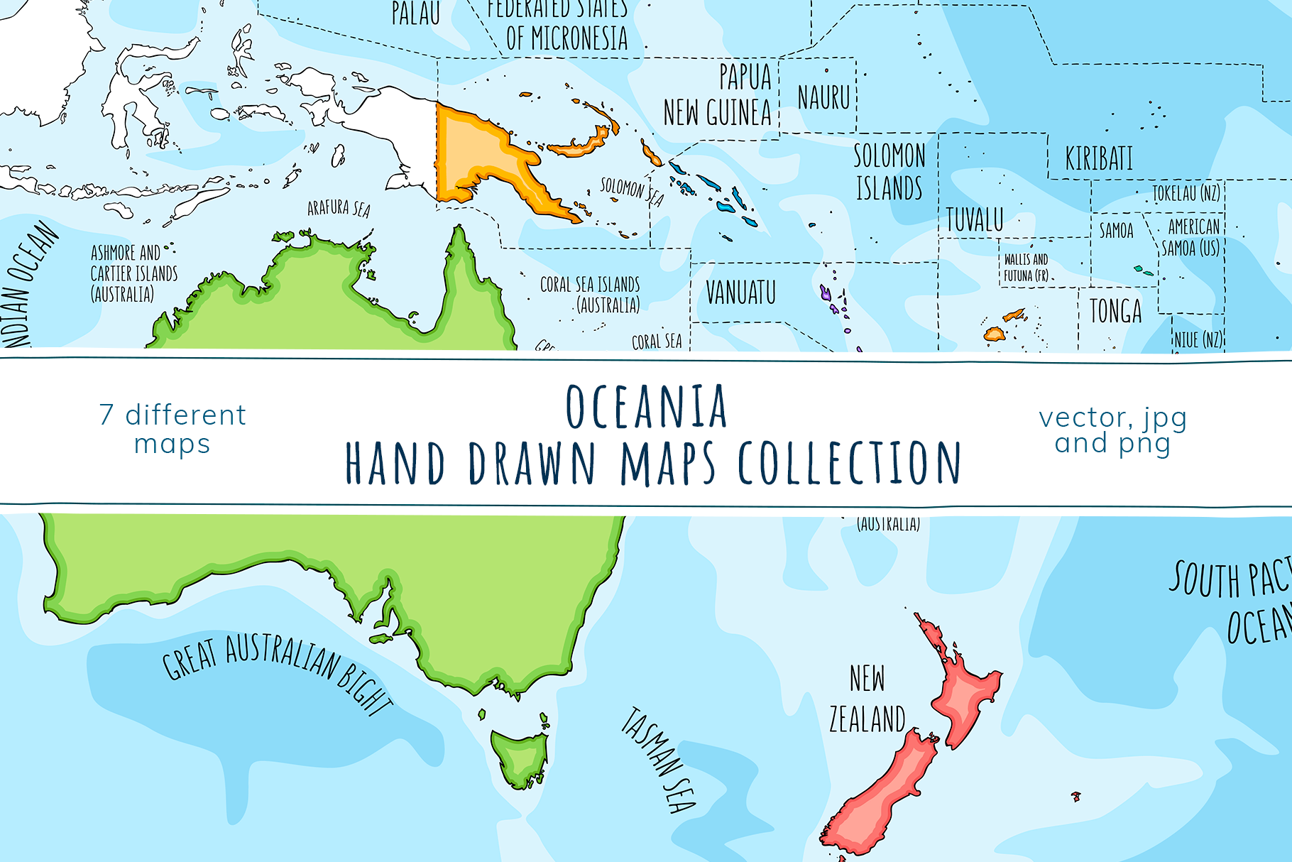 Oceania Maps Collection Creative Market