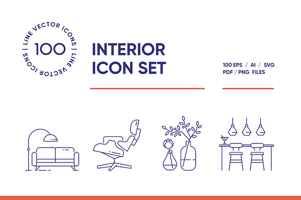 Download Interior Design Line Icon Set Creative Market