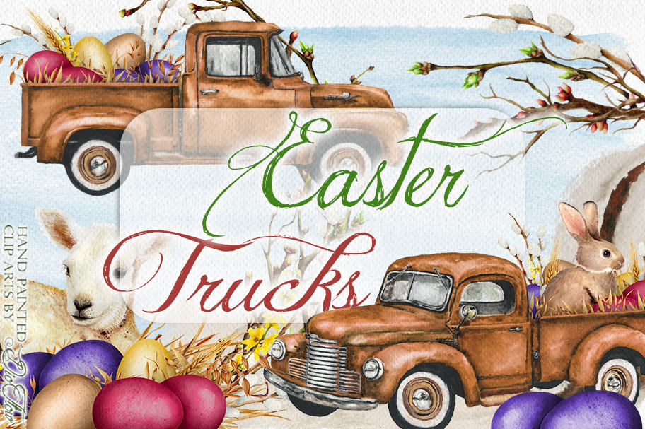 Easter Truck Illustration | Decorative Illustrations ~ Creative Market