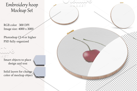 Download Embroidery Hoop Mockup Psd Mockup Creative Photoshop Templates Creative Market