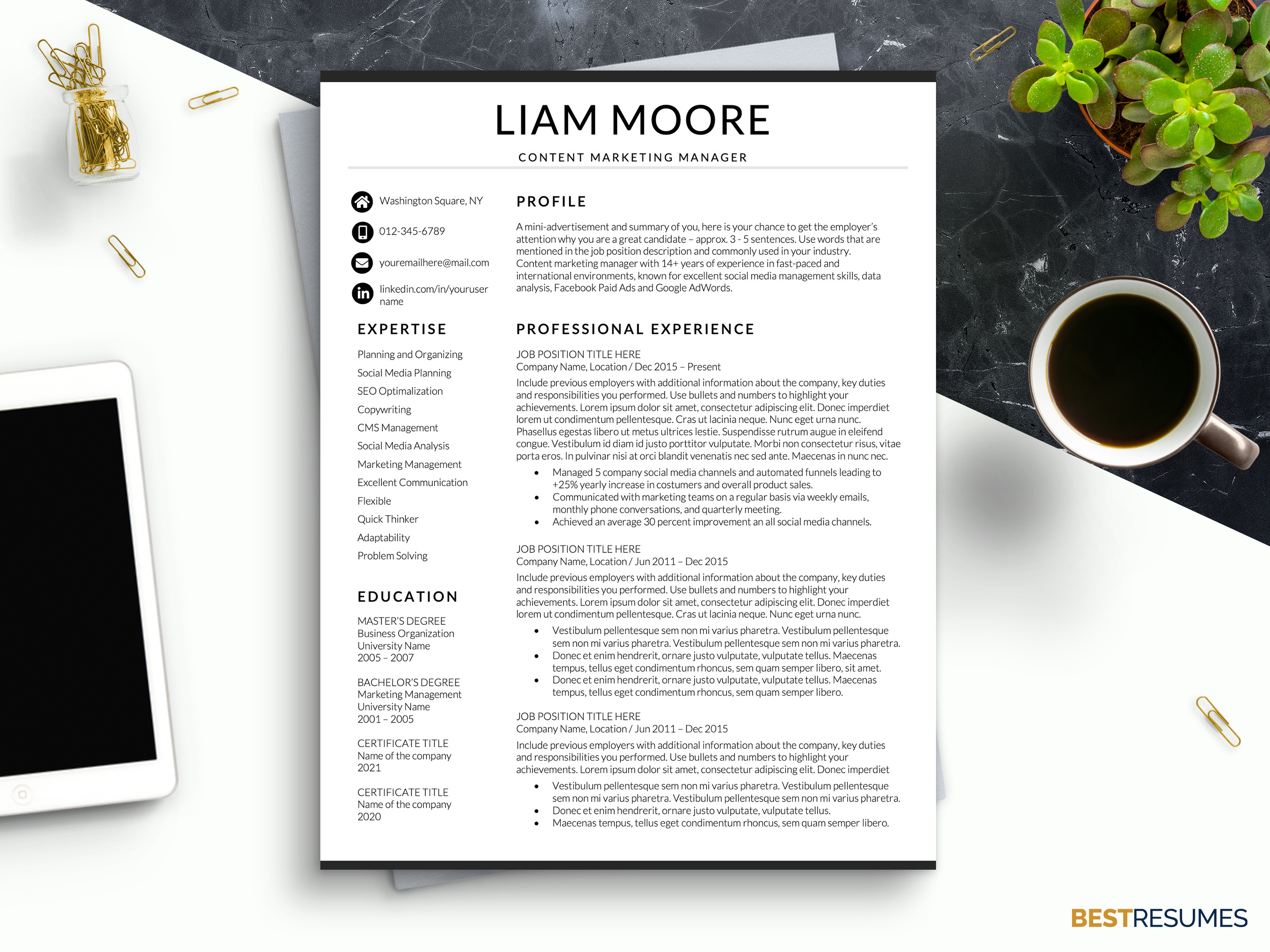 Modern Resume Template Word Resume Templates Creative Market