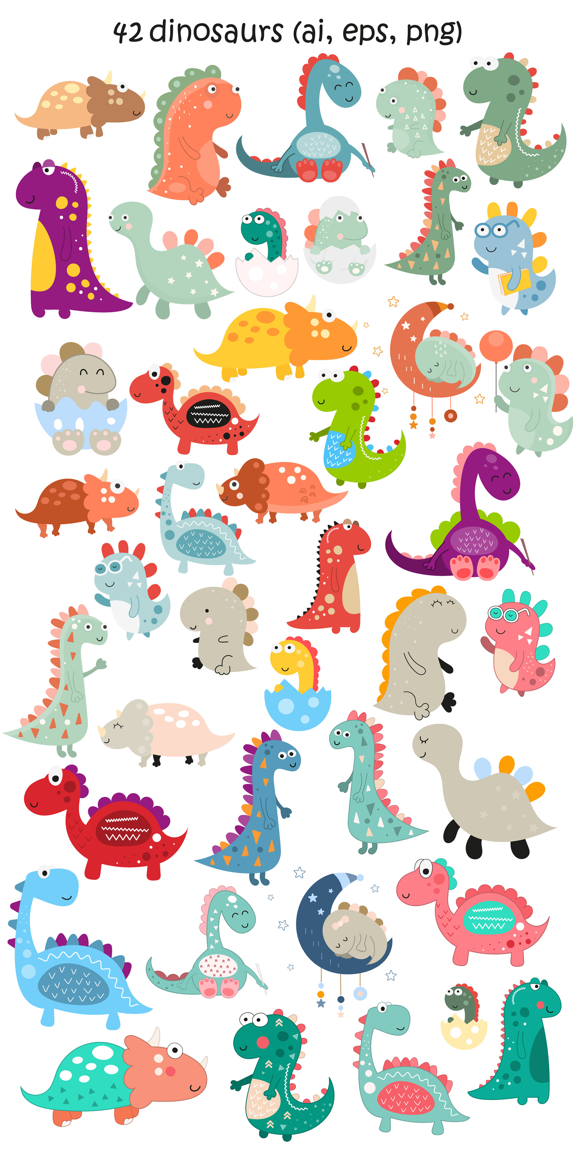 Dinosaur clipart & patterns bundle | Animal Illustrations ~ Creative Market