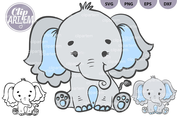 Download Baby Elephant Clipart In Mint Svg Pre Designed Photoshop Graphics Creative Market