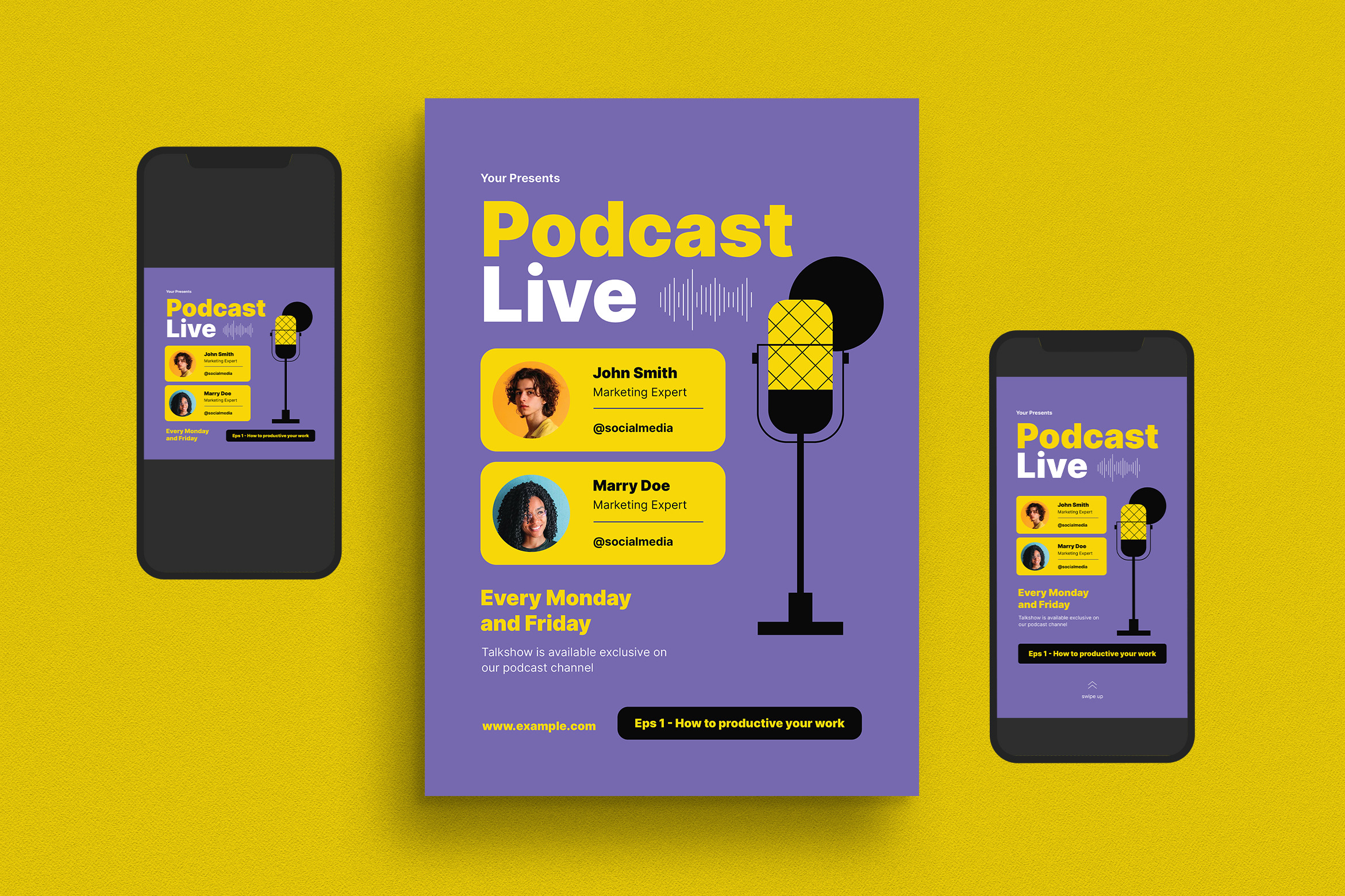 podcast-live-event-flyer-set-flyer-templates-creative-market