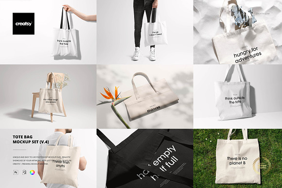 Download Tote Bag Mockup Set V 4 Creative Photoshop Templates Creative Market