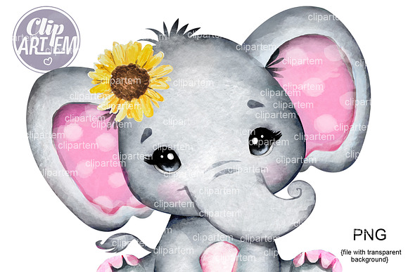 Download Pink Girl Elephant Rustic Clip Art Pre Designed Photoshop Graphics Creative Market