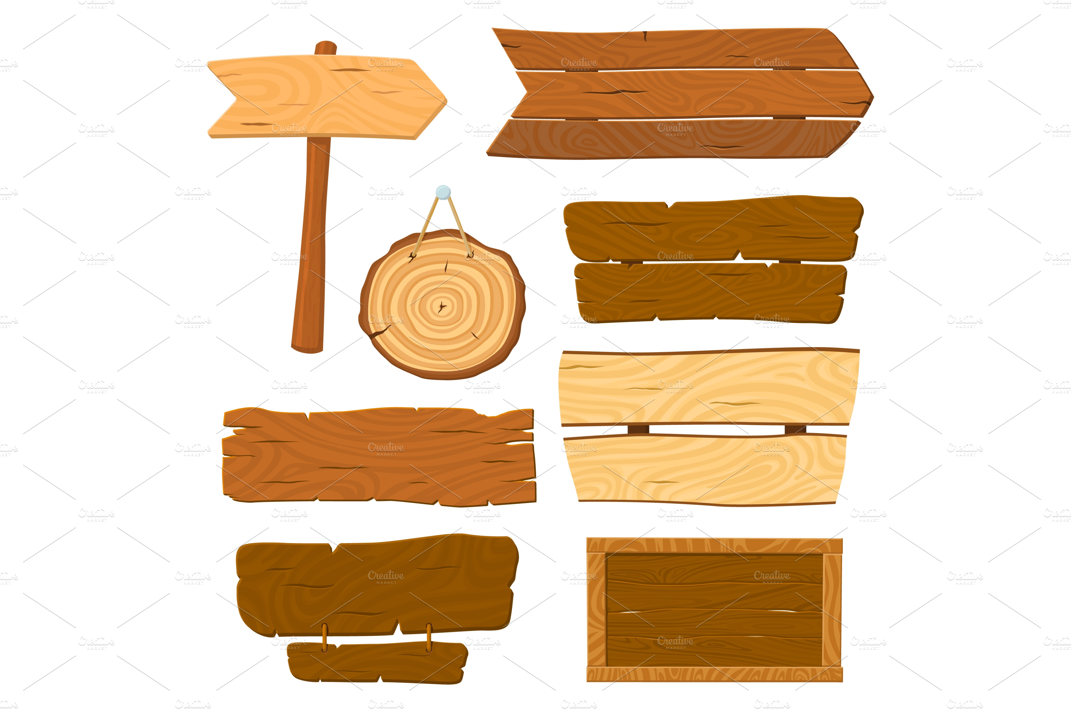 Isolated wooden planks. Cartoon | Pre-Designed Vector Graphics