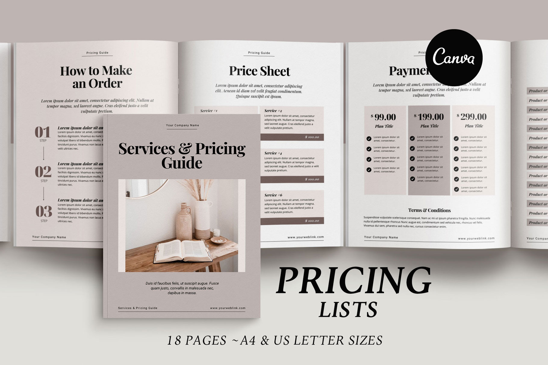 Pricing lists templates CANVA v2 | Magazine Templates ~ Creative Market