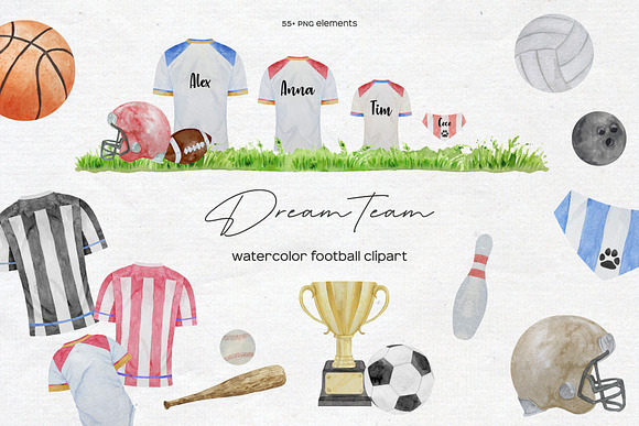 Sports T-Shirts Watercolor Clipart