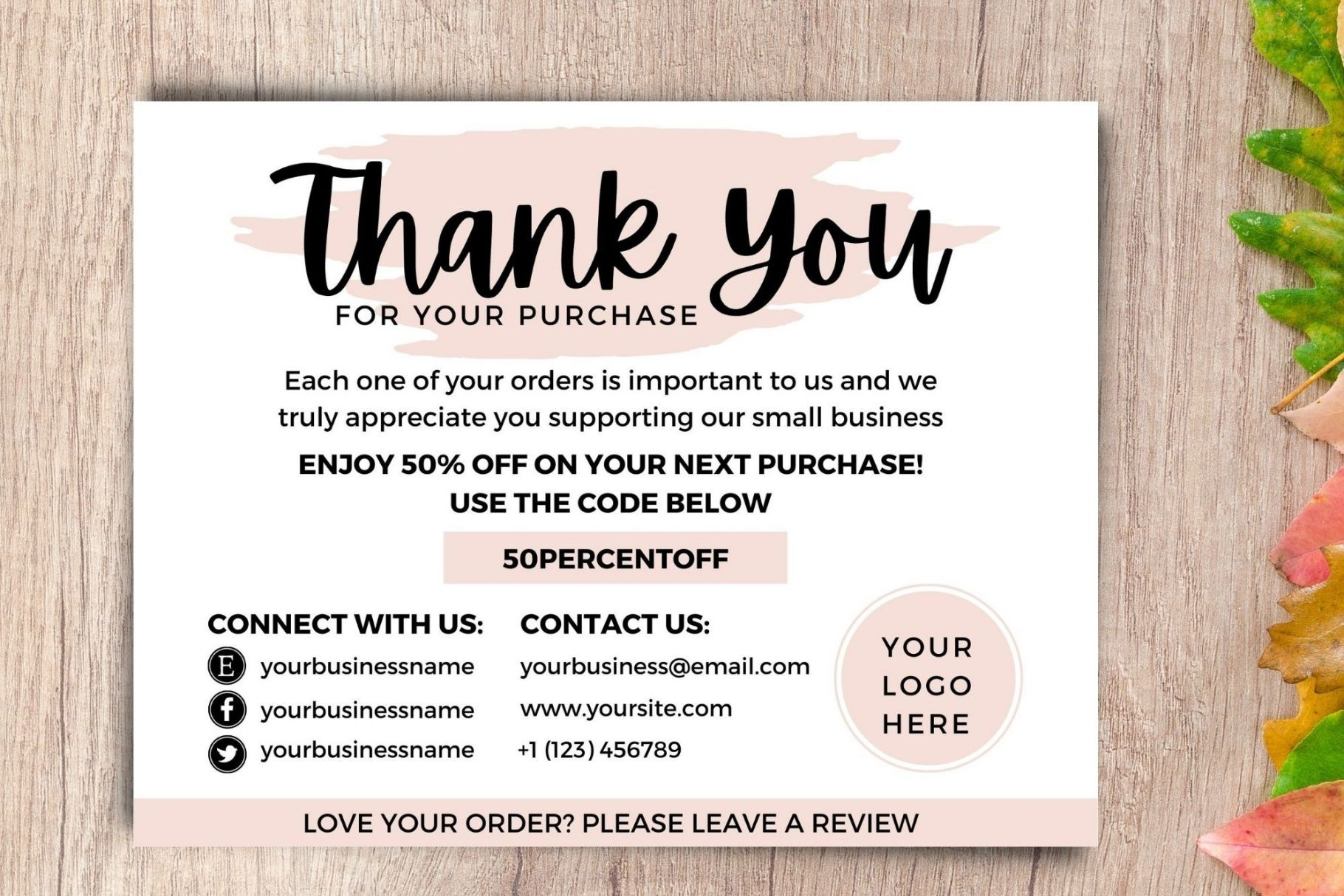 Business Thank You Card Canva 1 | Card Templates ~ Creative Market