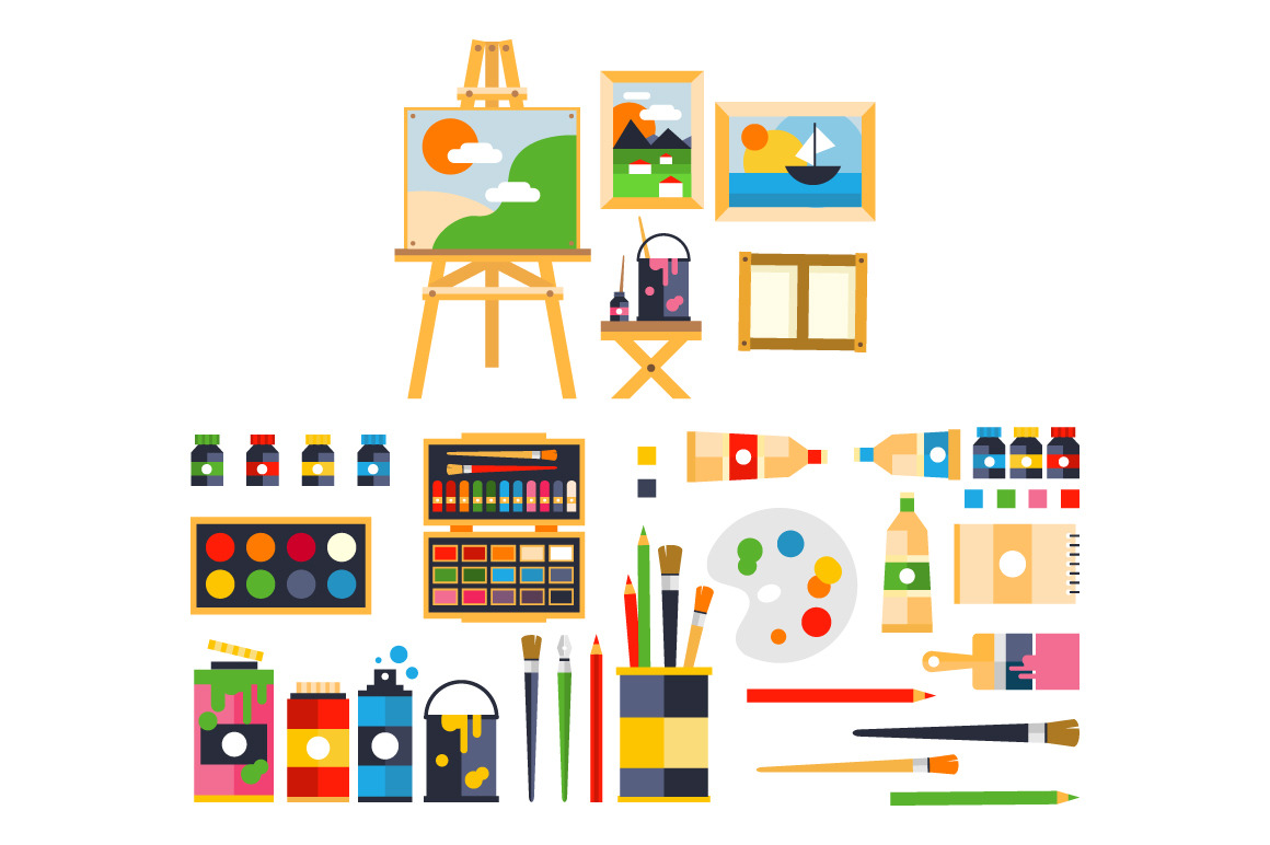 Studio drawing tools | Object Illustrations ~ Creative Market