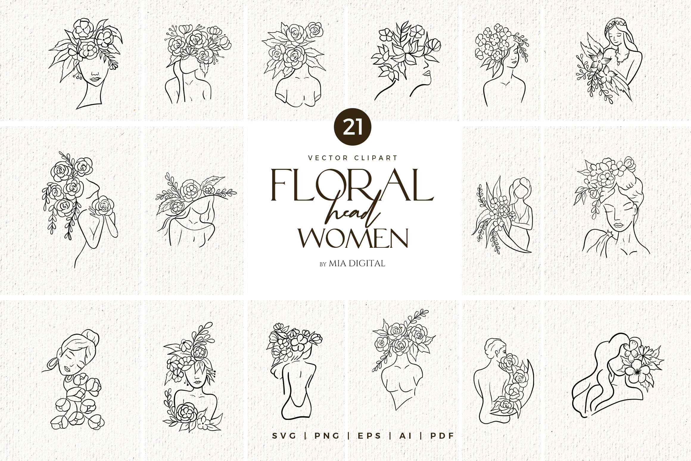 Download Floral Head Women Svg Cliparts Custom Designed Illustrations Creative Market