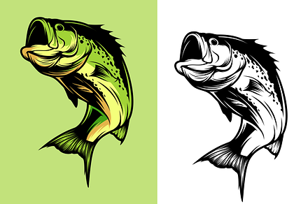 Illustration of a trout rainbow fish holding fishing rod reel and hook fly  fishing viewed from the side set on isolated white background done in  cartoon style.