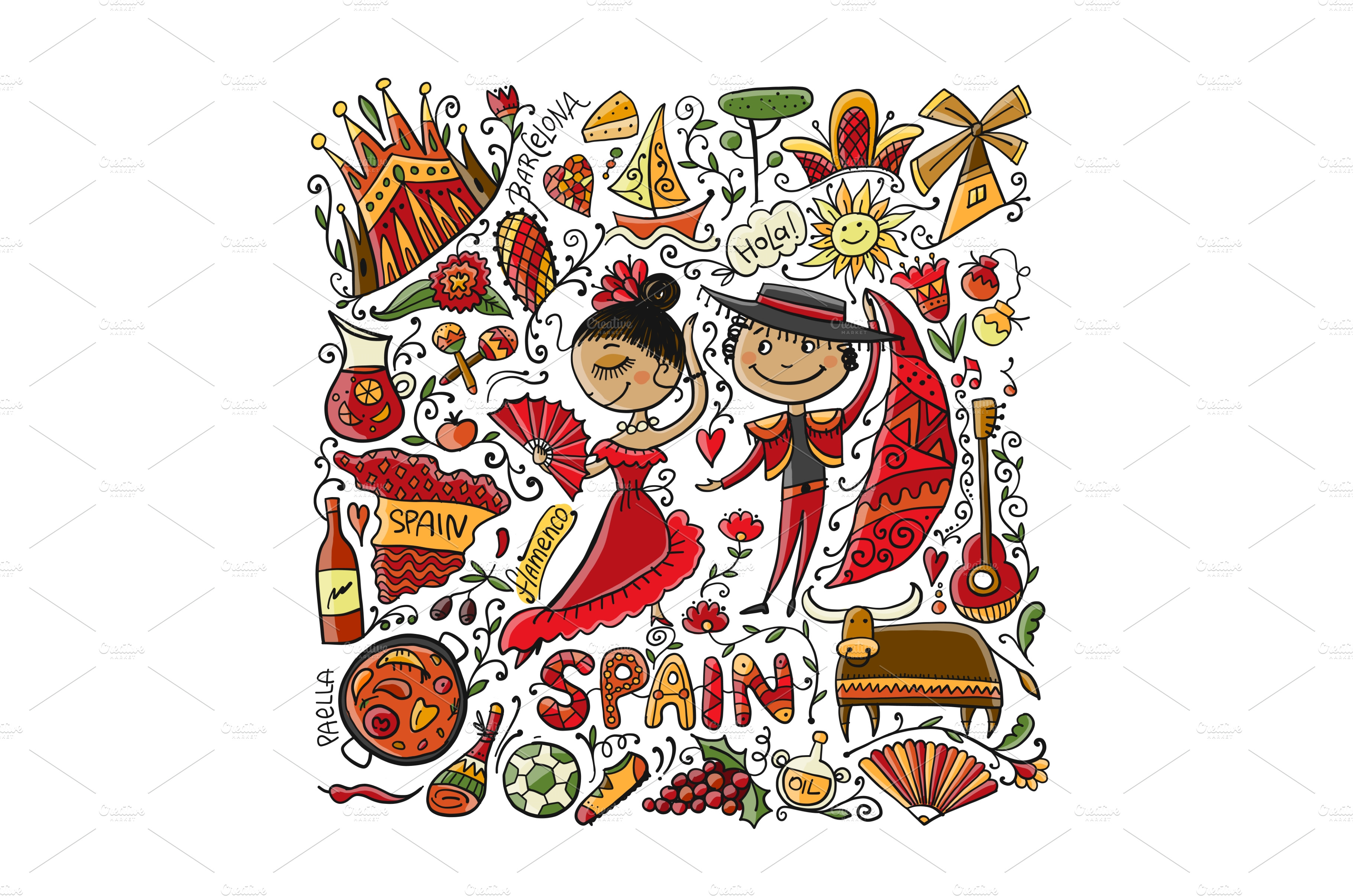 travel-to-spain-greeting-card-for-pre-designed-vector-graphics