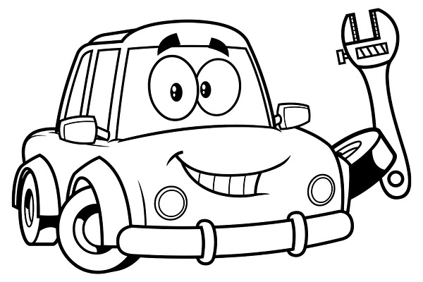 Outlined Happy Cute Car | Pre-Designed Photoshop Graphics ~ Creative Market