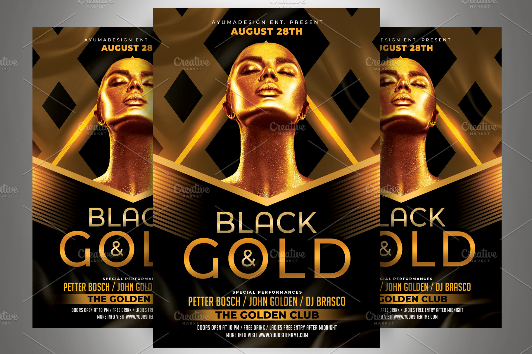 Black and Gold Flyer | Flyer Templates ~ Creative Market