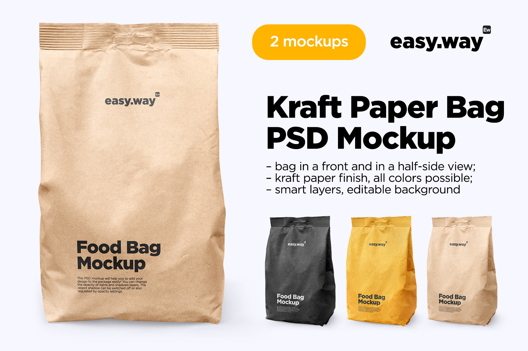 Download Kraft Paper Food Bag Psd Mockup Set Creative Photoshop Templates Creative Market