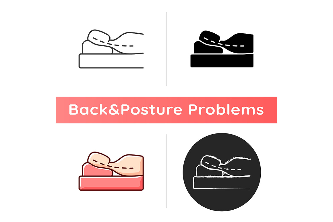 Incorrect Sleeping Position Rgb Color Icon Pillow Scoliosis Vector