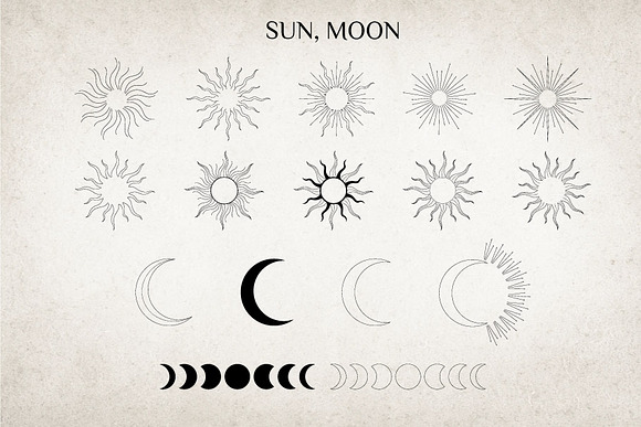 Celestial Art - Sun Moon Stars Space  Texture Illustrations ~ Creative  Market